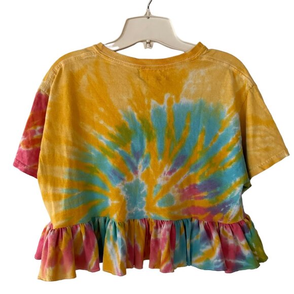 Sold 🎈 Shadow Hill Custom Ruffled Cropped Tee Shirt S Tie Dye Upcycled Rebuilt - Picture 2 of 4